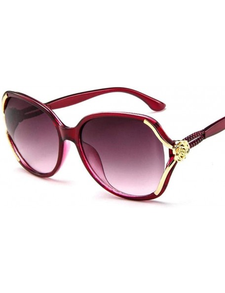 Oversized 2019 Flower Sunglasses Women Gradient Classic Vintage Ladies Oversized Sun Red - Red Wine - CT18Y2O8HZT $12.58