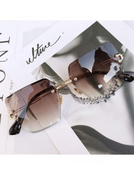 Rimless 2018 New Oversized Sunglasses Women Square Mirrored Glasses Fashion Female Designer Sol UV400 - C02 - C4197Y73RH0 $21.26