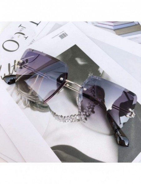 Rimless 2018 New Oversized Sunglasses Women Square Mirrored Glasses Fashion Female Designer Sol UV400 - C02 - C4197Y73RH0 $21.26