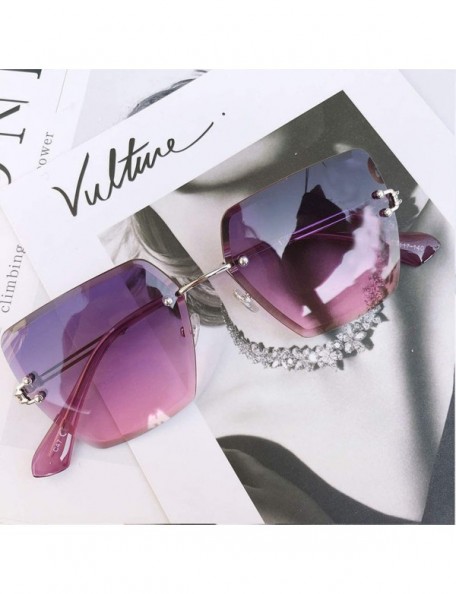 Rimless 2018 New Oversized Sunglasses Women Square Mirrored Glasses Fashion Female Designer Sol UV400 - C02 - C4197Y73RH0 $21.26