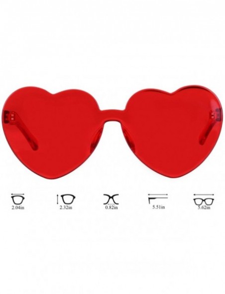 Rimless Heart Shape Party Sunglasses Frameless Glasses Eyewear (Red) - Red - C218T7OGT6D $11.64