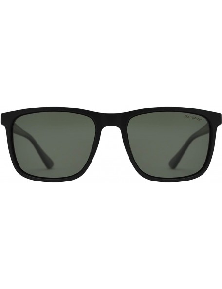 Rectangular Mens Polarized Sports Rectangular Sunglasses UV Protection Anti Glare - Matte Black + G15 Green - CP195D2CGGO $12.46