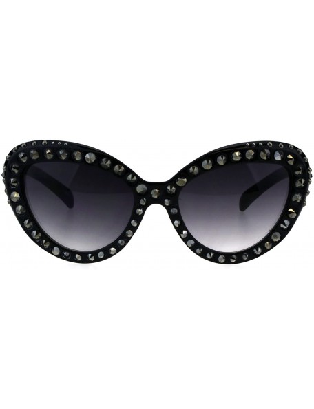 Oversized Womens Metal Stud Luxury Diva Plastic Oversize Cat Eye Sunglasses - Black Smoke - CA18E0YL36I $17.39