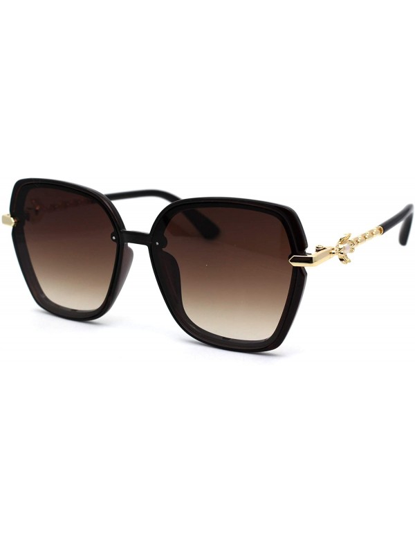 Butterfly Womens Pearl Jewel Flower Chain Arm Butterfly Sunglasses - Brown Gold Brown - CH194KSGUHO $13.56