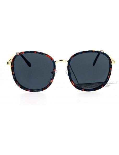 Square Retro Modern Fashion Sunglasses Womens Vintage Round Square Shades UV 400 - Blue Marble - C0185RW6LT2 $9.60