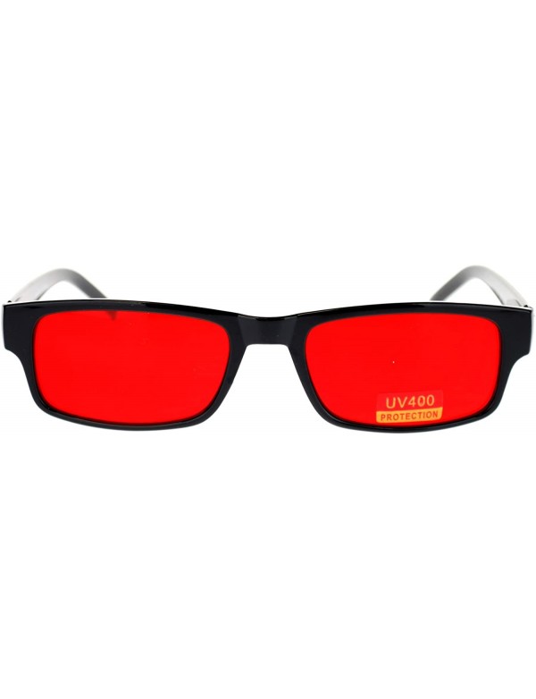 Rectangular Mens Small Face Snug Fit Color Lens Rectangular Plastic Frame Sunglasses - Red - C111NI0FWVN $10.35