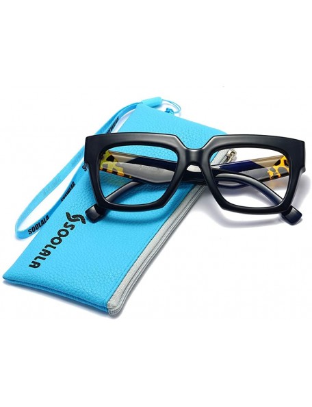 Oversized Anti-Blue Blocker Light Square Reading Glasses w/Leopard Arms - 2 Pairs /Anti Blue - Blue+gray - C018YR2XYSA $23.83