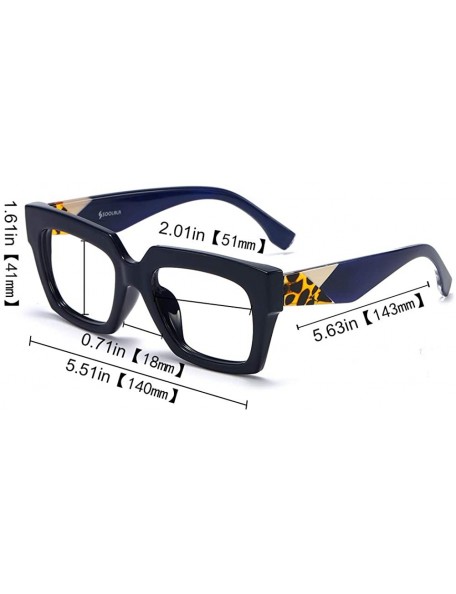 Oversized Anti-Blue Blocker Light Square Reading Glasses w/Leopard Arms - 2 Pairs /Anti Blue - Blue+gray - C018YR2XYSA $23.83