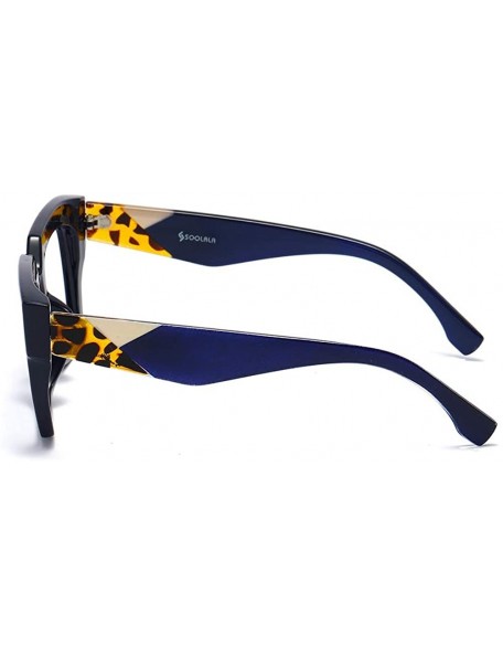 Oversized Anti-Blue Blocker Light Square Reading Glasses w/Leopard Arms - 2 Pairs /Anti Blue - Blue+gray - C018YR2XYSA $23.83