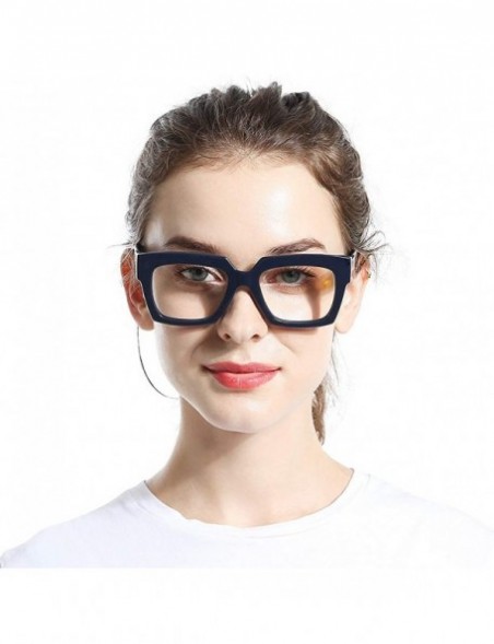 Oversized Anti-Blue Blocker Light Square Reading Glasses w/Leopard Arms - 2 Pairs /Anti Blue - Blue+gray - C018YR2XYSA $23.83