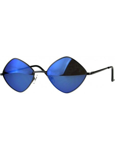 Rectangular Mens Pimp Hippie Diamond Color Mirror Square Metal Rim Sunglasses - Gunmetal Blue - C918CMOTW3D $15.20