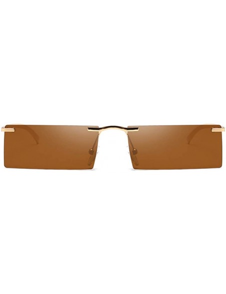 Rectangular Retro Vintage Small Square Eyeglasses Plastic Lenses Sunglasses UV400 - Gold Brown - C618N92NQMM $9.36