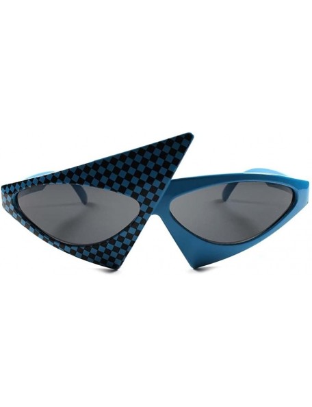 Cat Eye Celebrity Fashion Unique Vintage Retro Funky Hot Womens Cat Eye Sunglasses - Blue & Black - CP189AROD87 $17.90