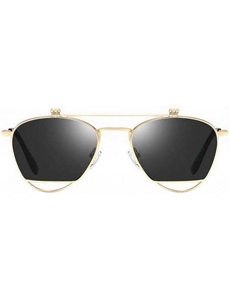 Round 2019 New Oversized Flip Punk Sun Glasses Luxury Brand Designer Unisex Round Polarized Sunglasses Shades - CO18ME5NAQS $...