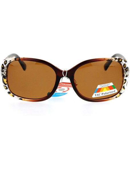 Square Womens Polarized Lens Sunglasses Square Rectangular Fashion Shades - Brown Leopard - C2186UR7WSI $14.24