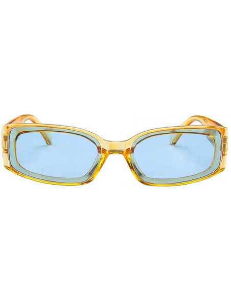 Wrap Classic Rectangle Small Full Frame Sunglasses For Women Unisex Adults - Yellow - CG196MC09K2 $8.26