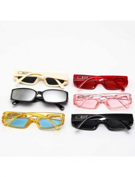 Wrap Classic Rectangle Small Full Frame Sunglasses For Women Unisex Adults - Yellow - CG196MC09K2 $8.26