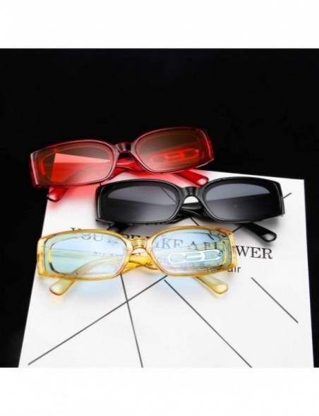 Wrap Classic Rectangle Small Full Frame Sunglasses For Women Unisex Adults - Yellow - CG196MC09K2 $8.26