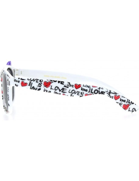 Rectangular Girls Fun Cute Pattern Bow Trim Plastic Horn Rim Sunglasses - Love Purple Bow - CP18N7TH7O3 $9.53