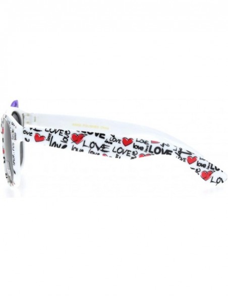 Rectangular Girls Fun Cute Pattern Bow Trim Plastic Horn Rim Sunglasses - Love Purple Bow - CP18N7TH7O3 $9.53