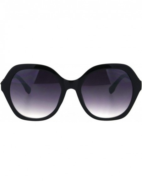 Oversized Womens Horn Stud Bling 90s Plastic Butterfly Fashion Sunglasses - Black Smoke - CF18HUC3A6H $9.33