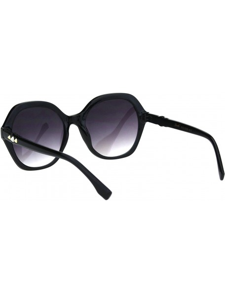 Oversized Womens Horn Stud Bling 90s Plastic Butterfly Fashion Sunglasses - Black Smoke - CF18HUC3A6H $9.33