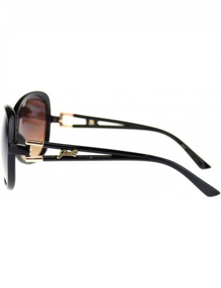 Square Giselle Rhinestone Oversized Round Butterfly Womens Sunglasses - Black Gold - C411NFZRQRT $11.29