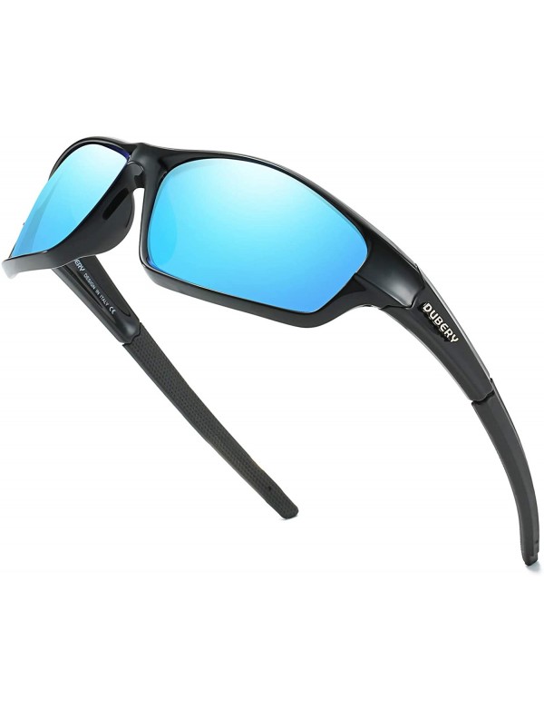 Wrap Sport Polarized Sunglasses for Men UV Protection Driving Fishing Sun Glasses D620 - Black/Blue - C218W477555 $17.40