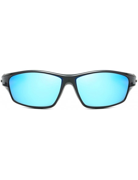 Wrap Sport Polarized Sunglasses for Men UV Protection Driving Fishing Sun Glasses D620 - Black/Blue - C218W477555 $17.40