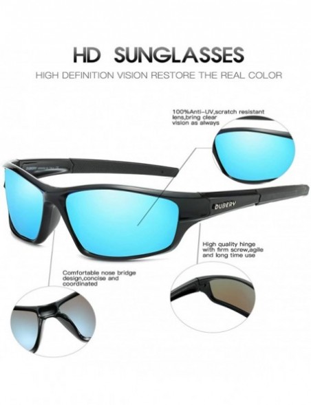 Wrap Sport Polarized Sunglasses for Men UV Protection Driving Fishing Sun Glasses D620 - Black/Blue - C218W477555 $17.40