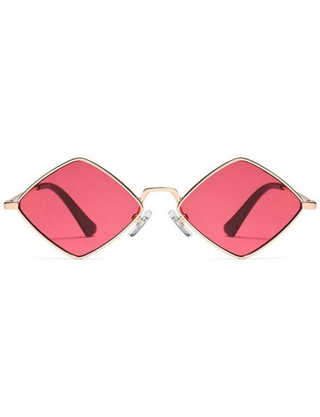 Square Fashion Personality Small Frame Metal Sunglasses Brand Designer Female sun glasses - Red - CK18UY9WD2S $13.28