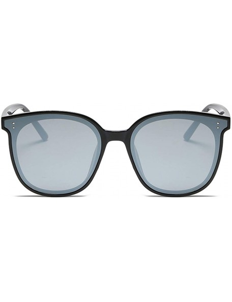 Oversized Round Oversized Sunglasses for Women Men UV Protection 8057 - Black/Silver - CM19642HIT5 $9.16