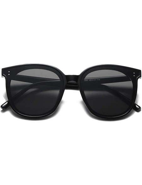 Oversized Round Oversized Sunglasses for Women Men UV Protection 8057 - Black/Silver - CM19642HIT5 $9.16