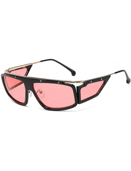 Square New Retro Oversized Square Sunglasses Women Vintage Brand Black Big Driving Windproof Sun Glasses Female - Red - CM192...