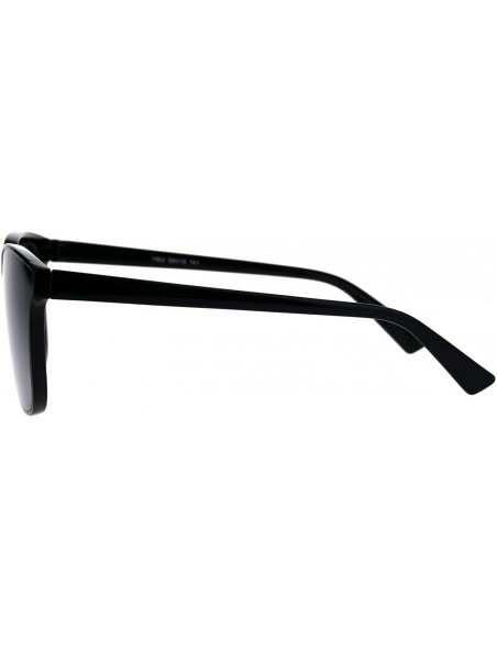 Rectangular Hipster Panel Lens Horned Rim Mens Plastic Sunglasses - All Black - CO186884UH8 $7.53