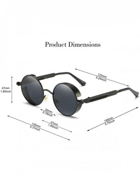 Round Polarized Sunglasses UV Protection-Retro Round Sunglasses for Women Men - Black Frame/Black Gray Len - CT199MRZDK5 $10.06