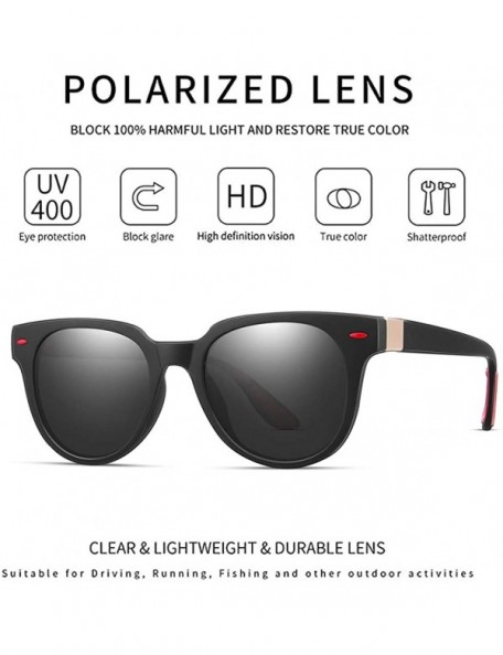 Square Polarized Sunglasses for Men/Women 100% UV400 Protection Vintage Square Frame - Black/Black-red Parts - CU194S2LM5U $1...