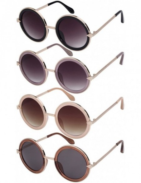 Oversized Oversized Round Circle Metal Sunglasses with Gradient Lens 25102-AP - Clear Brown - CS188HHTAKW $9.98