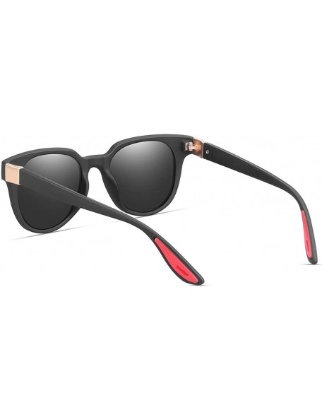 Square Polarized Sunglasses for Men/Women 100% UV400 Protection Vintage Square Frame - Black/Black-red Parts - CU194S2LM5U $1...