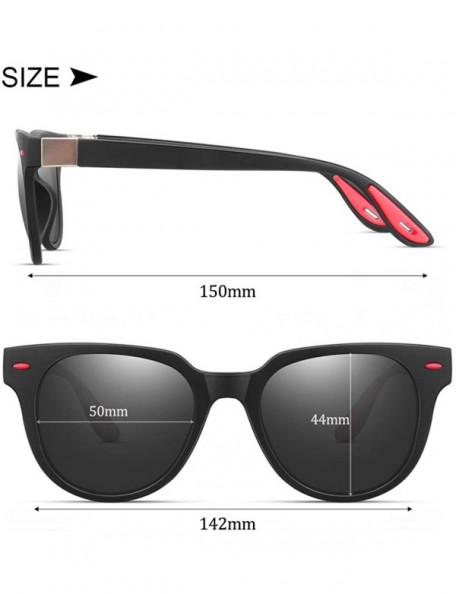 Square Polarized Sunglasses for Men/Women 100% UV400 Protection Vintage Square Frame - Black/Black-red Parts - CU194S2LM5U $1...