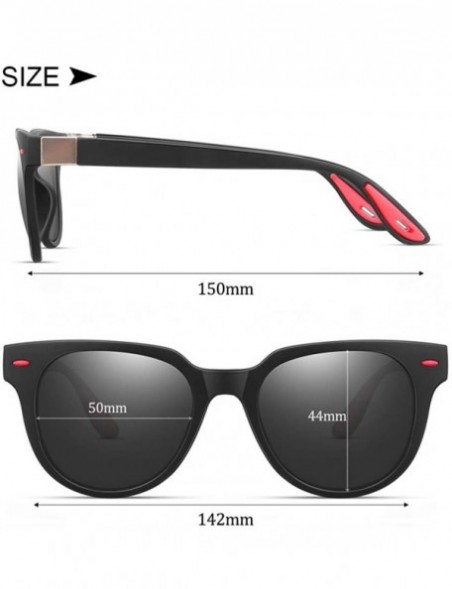 Square Polarized Sunglasses for Men/Women 100% UV400 Protection Vintage Square Frame - Black/Black-red Parts - CU194S2LM5U $1...