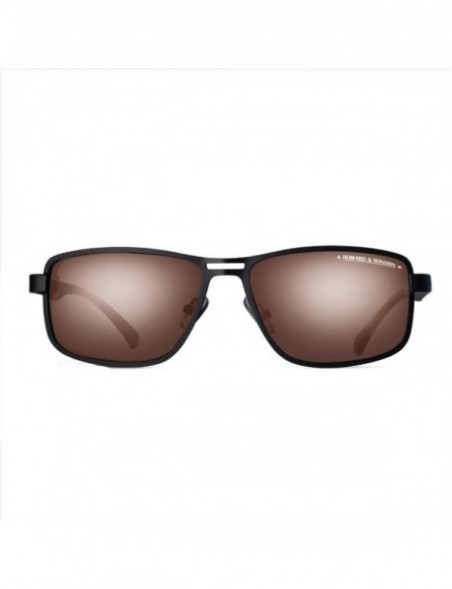 Aviator Rectangular Polarized Sunglasses HOWARD HANSON - Grey Frame + Brown Lens - CJ1929WK6E9 $21.61