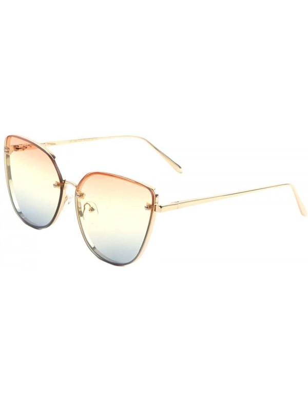 Aviator Triple Oceanic Color Cat Eye Aviator Sunglasses - Orange Blue - CV190EUWOH0 $15.01