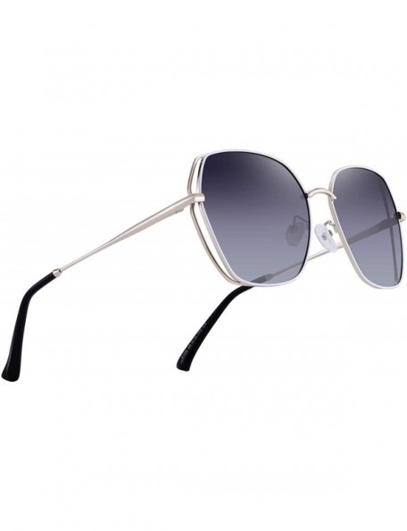 Oversized OLIEYET Fashion Oversized Square Sunglasses for Women Flat Mirrored Lens - White&gray - C718RYKU32M $28.36