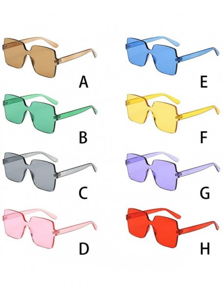 Rectangular Women Man Fashion Vintage Sunglasses-Big Frame Eyewear Retro Unisex - E - CM18OADZ87O $8.35