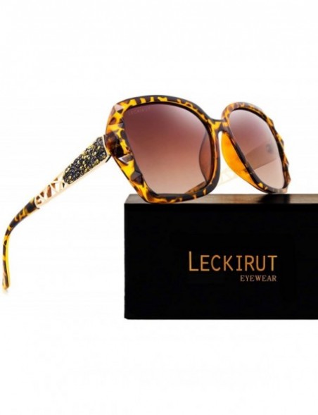 Aviator Oversized Sunglasses for Women Polarized UV Protection Classic Fashion Ladies Shades - L7-leopard - CV18EIHMUM9 $18.30