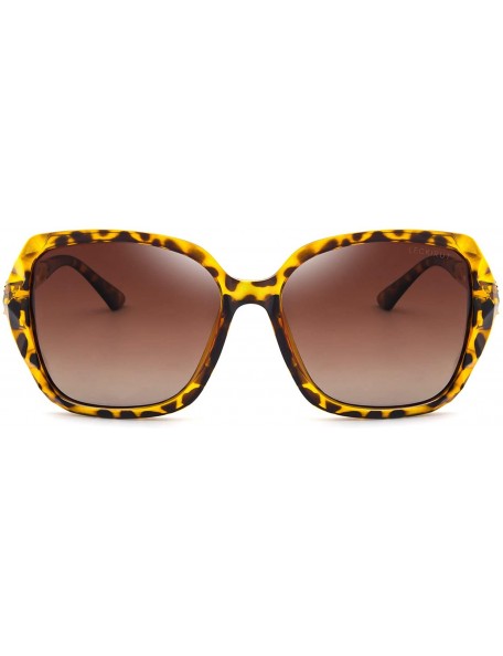 Aviator Oversized Sunglasses for Women Polarized UV Protection Classic Fashion Ladies Shades - L7-leopard - CV18EIHMUM9 $18.30