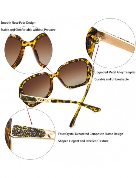 Aviator Oversized Sunglasses for Women Polarized UV Protection Classic Fashion Ladies Shades - L7-leopard - CV18EIHMUM9 $18.30