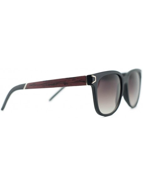 Wayfarer Unisex Wayfarer Wood Print Metal Accent Sunglasses - Dark Cherry Frame - CM12LHJ9JFL $12.87