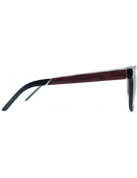 Wayfarer Unisex Wayfarer Wood Print Metal Accent Sunglasses - Dark Cherry Frame - CM12LHJ9JFL $12.87